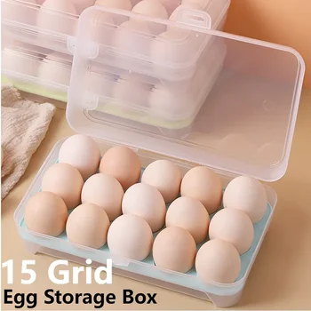 Custodia portatile per uova fresche, portaoggetti in plastica, 15 griglie, portaoggetti per uova, dispenser trasparente, accessori da cucina, organizer per alimenti 1