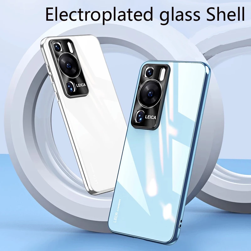 Bright glass design on the back Case For Huawei P50 Pro Electroplated border Cover For Huawei P60 Pro