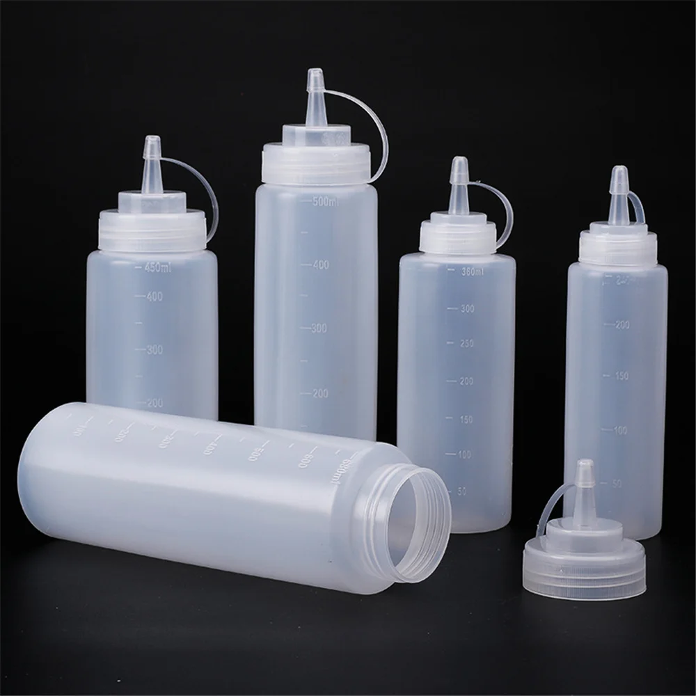 1PC 240/450/500/680ml Squeeze Bottle Squeezable Bottle With Leak-Proof For Kitchen Salad Sauce Squeeze Bottle Kitchen Tools