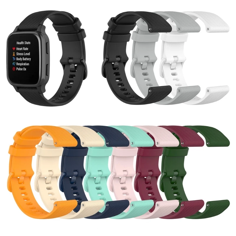 

Universal 20mm Silicone Band Strap for Garmin Venu Sq Smart Watch Bracelet Replacement Wristband Belt Adjustable Wriststrap