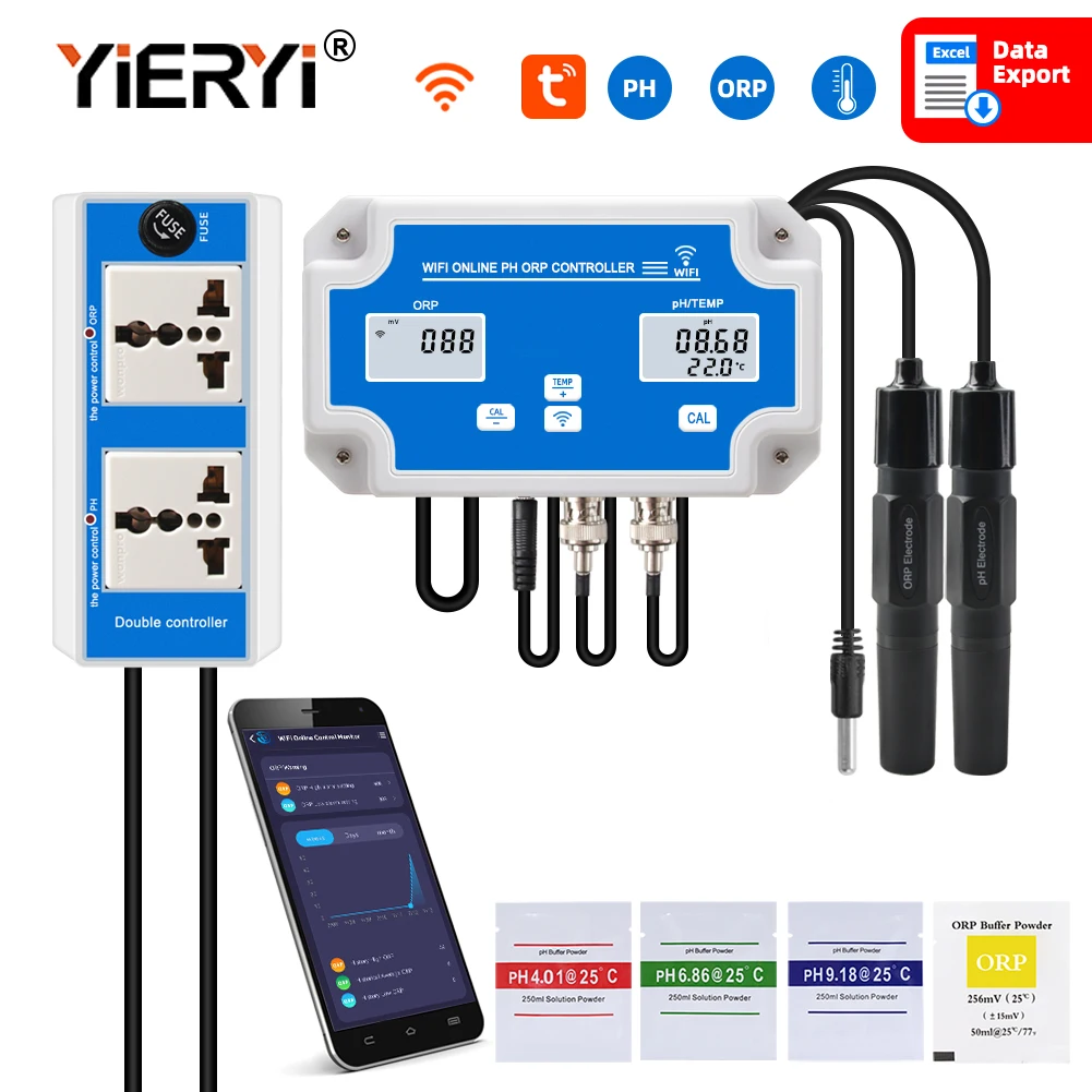 Smart WIFI Online Meter PH ORP Temp Aquarium Water Quality Tester Monitor Controller for Swimming Pool Spa Soilless Cultivation 2