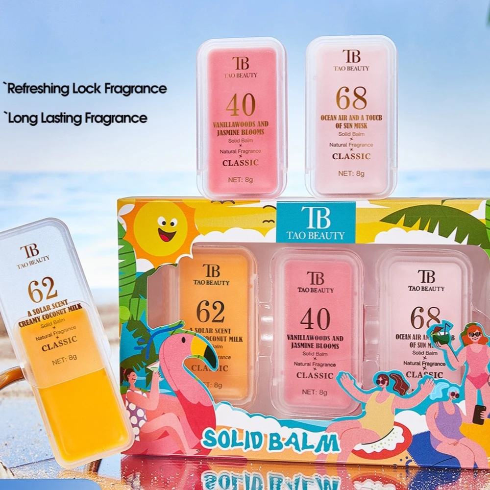 3Pcs Fruit Aroma Solid Perfume Balm Box Set Romantic Long Lasting Body Fragrance Men Women Portable Solid Perfume Deodorant Gift