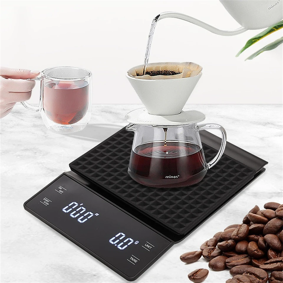 Báscula de café espresso con temporizador, báscula de café espresso para  bandeja de goteo, báscula de café espresso con tapete de silicona TUNC  Sencillez