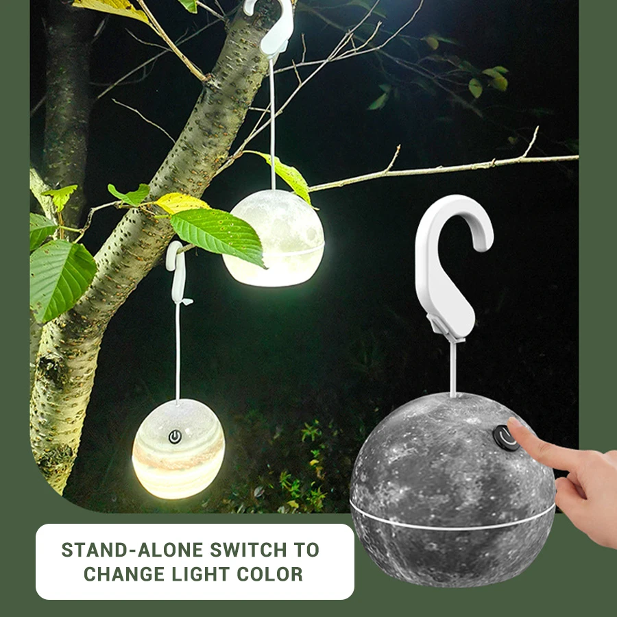 

1800mah Portable Camping Light Rechargeable Hook Camping Lantern Adjustable Outdoor Waterproof Tent Lights Emergency Table Lamp