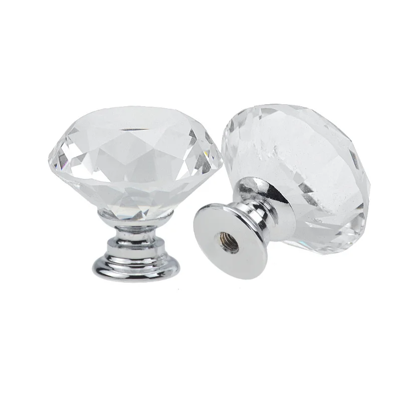 Diamond Shape Crystal Cabinet Pulls 10Pcs/Set 30mm Cupboard Drawer knob Kitchen Cabinet Door Wardrobe Handles Furniture Hardware