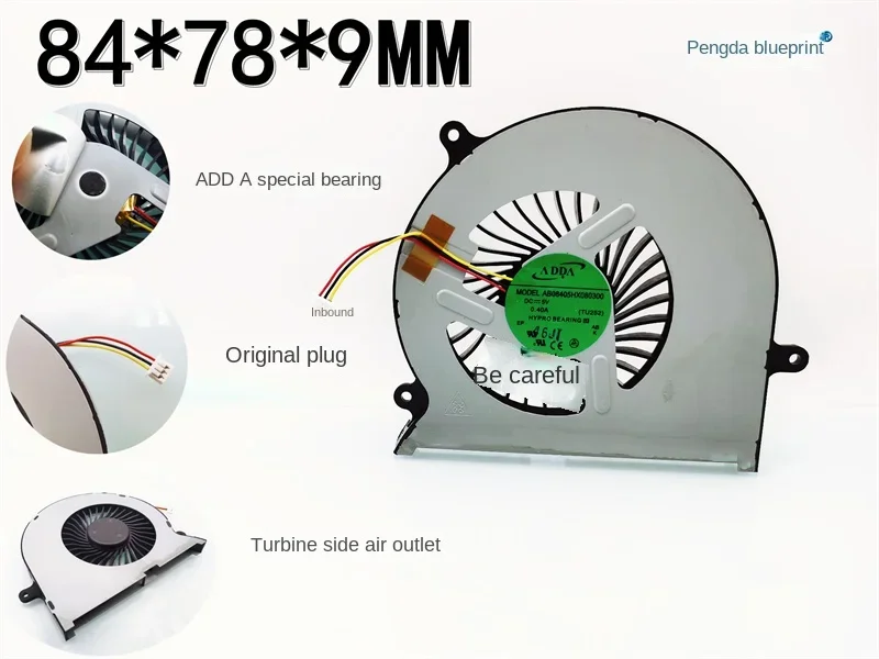 Original Ab08405hx080300 8cm 5V Notebook Exhaust Turbine Blower Wind Cooling Fan