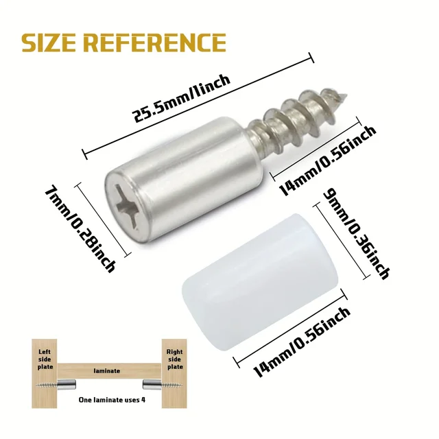 สกรูเกลียวปล่อย 50 ชิ้น สำหรับตู้ - หมุดยึดชั้นวางแบบไม่มีรอยลื่น, หมุดยึดแบบลามิเนตสำหรับอุปกรณ์ครัว, ชั้นวางหนังสือ 3