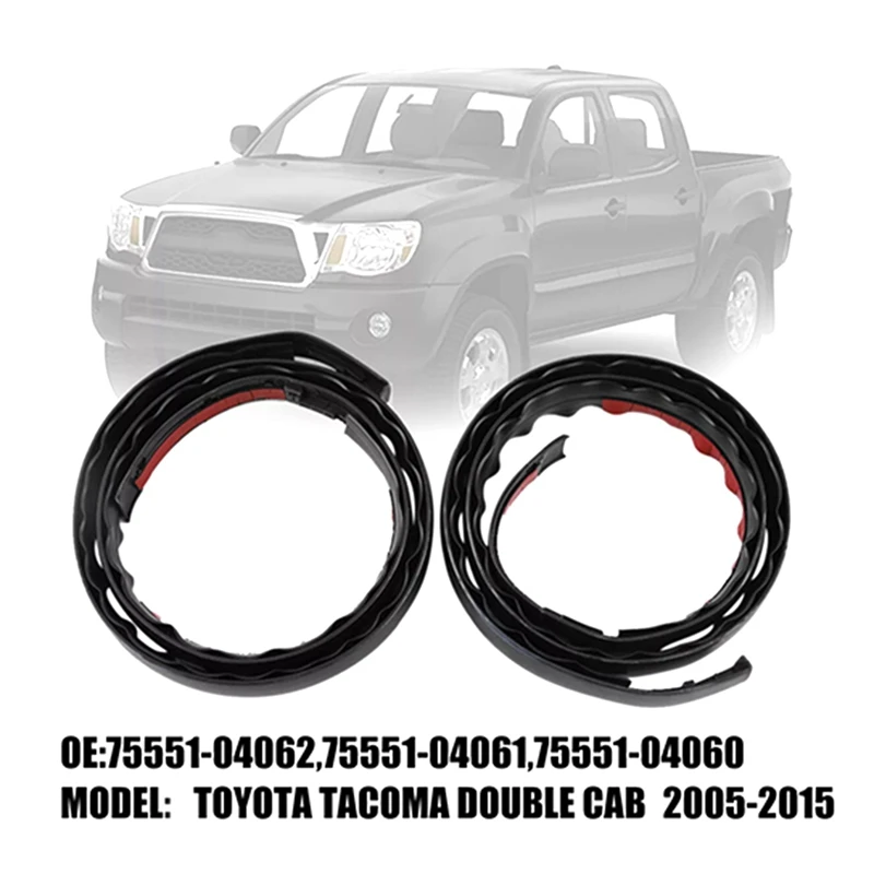 

2 Piece Roof Drip Molding Black Rubber Automotive Supplies For Toyota Tacoma Double Cab 2005-2015 Rh&Lh 75551-04063, 75552-04061