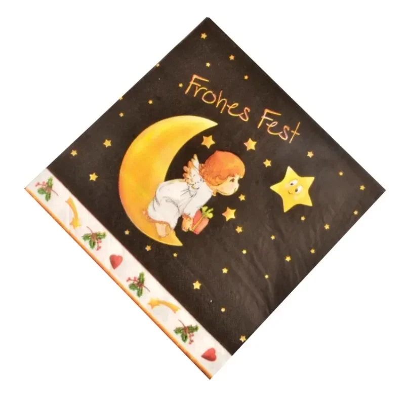 Angel Napkin Star Placemat Paper Christmas Party Cup Flower Paper Black 20 Sheets Mouth Cloth Wood Pulp Frohes Fest