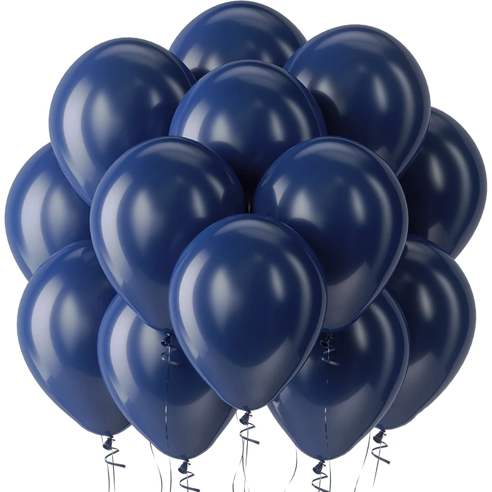 5/10/12 Zoll Blaue Luftballons Staubiges Pastellblau Königsblau Metallic-Latexballons für Babyparty Hochzeit Geburtstag Partydekoration – Detail 7