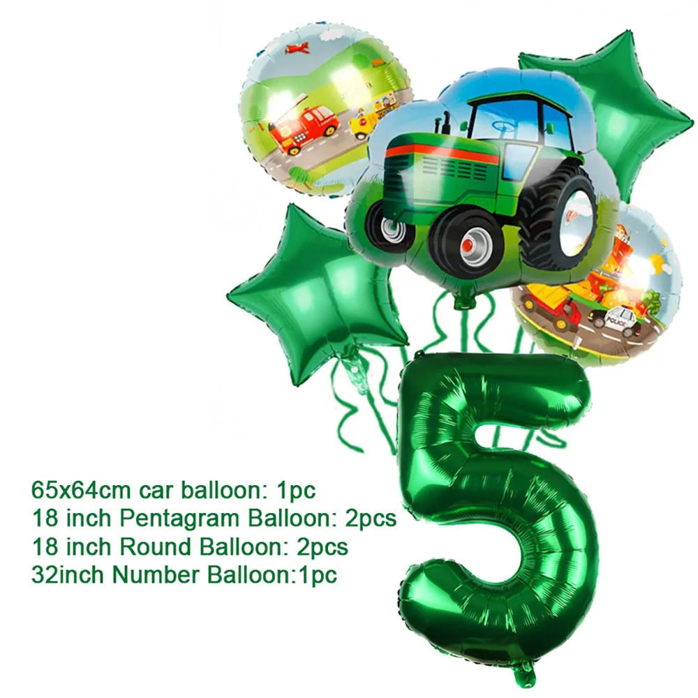 Grüne Bauernhof Traktor Thema Bagger Fahrzeug Geburtstag Party Dekoration Einweg Platte Banner Luftballons Baby Dusche Kinder Liefert – Detail 28