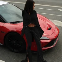 Peyton V-neck Bandage Lace Up Slit Pant Set 3