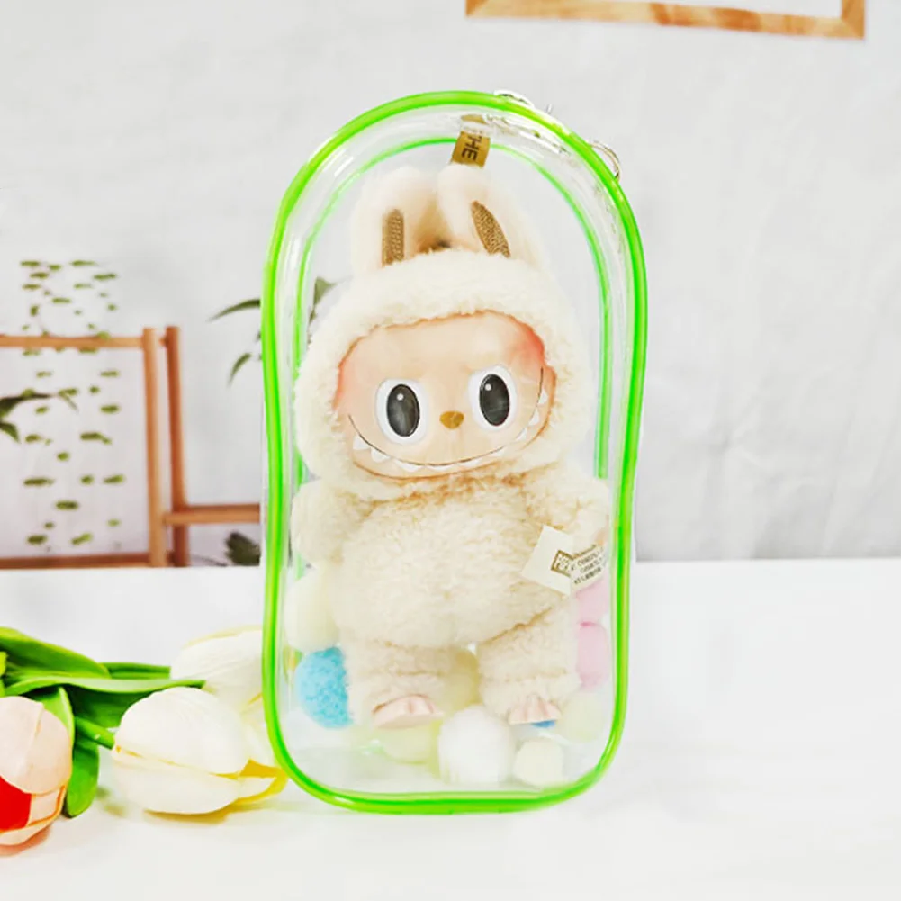 19*10cm Transparent Mystery Box Storage Case Anime Ornaments Mystery Box Organizer Box Plush Dolls Display Bag With Keychain