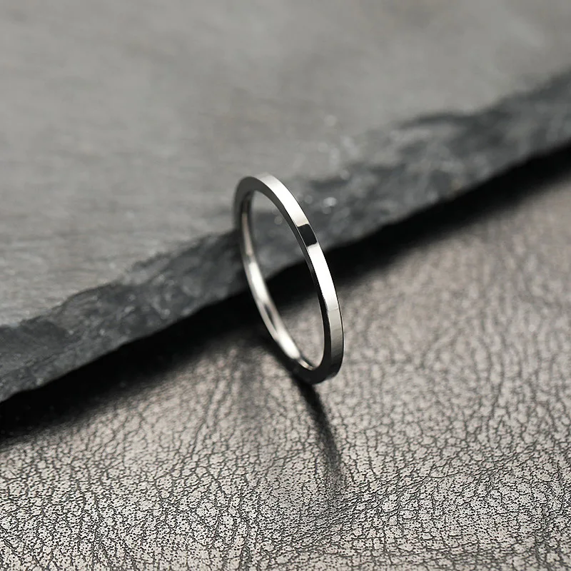 Stainless Steel Ring Finger Ring 2mm Super Fine Stainless Steel Rings Japan Korea Fashion Flat Inside Spherical Titanium Ring Jewelry Accessories