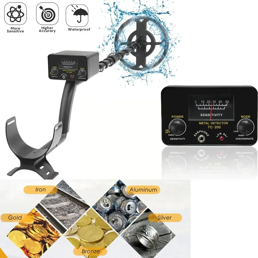 Metal Detector Underground Depth Detector Adjustable Tracker Metal Treasure Hunter Gold Digger Accurate Locating TC-20