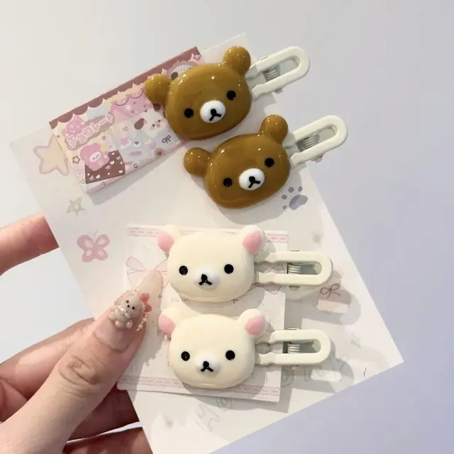 Rilakkuma pinces à cheveux pour filles Kawaii Relax ours épingle à cheveux femmes frange épingle à cheveux mode bec de canard pince enfants cheveux ornements cadeau 1