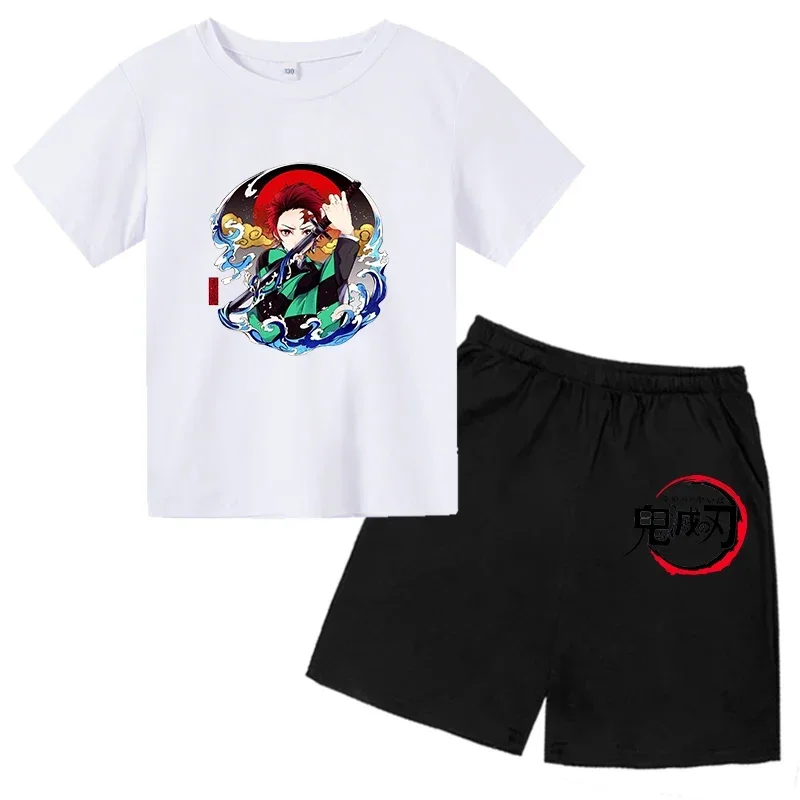 thumbnail image 1 of 2024 Verano Demon Slayer Camiseta estampada para niños 2 piezas Traje para niños y niñas Ropa de manga corta Top informal Conjunto de moda de anime, 1 of 5