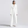 High-end Women Pants Sets Office Lady Formal Slim Fit 2 Piece Fashion Peak Lapel One Button Long Coat Solid Color Custom Suits 2