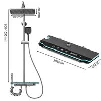 Gray Shower System Set Adjustable lengths Multifunctional Piano Keys Temperature Display Bathrooms Shower Set 6