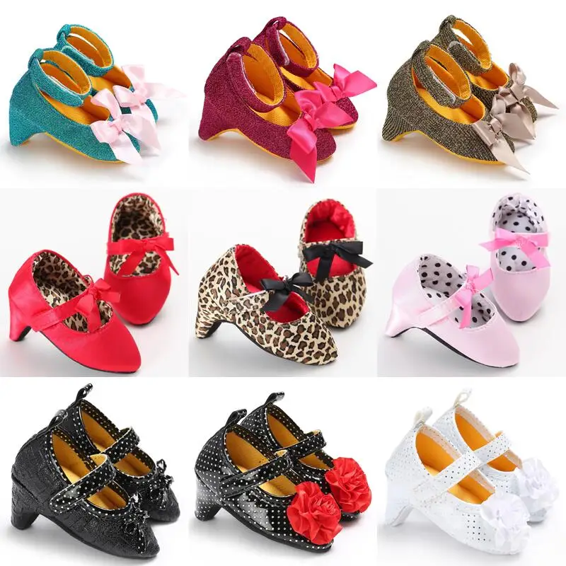 Classic Fashion Newborn Baby Shoes Non-Slip Cloth Shoes Girls High Heels Elegant Casual Princess Shoes new fashion newborn baby flats pink baby shoes non slip cloth soled girls shoes elegant breathable casual baby walking shoes