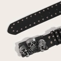 New Belts For Women High Quality Luxury Brand Punk Goth Rivet Black Jeans Unisex Men Belt Paw Skull Buckle Waistband Man 3