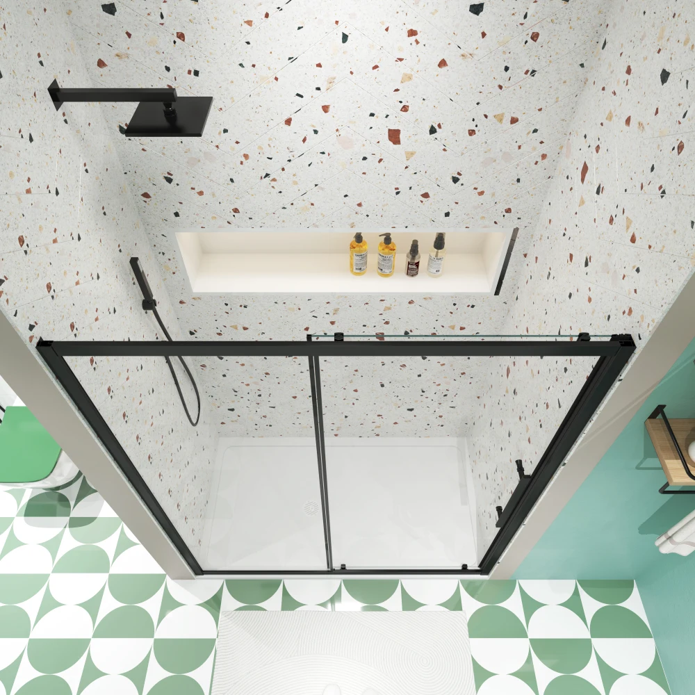 44"-48"W x 72"H sliding shower door, sliding door, with 1/4" tempered glass and Matted Black finish 4872 3