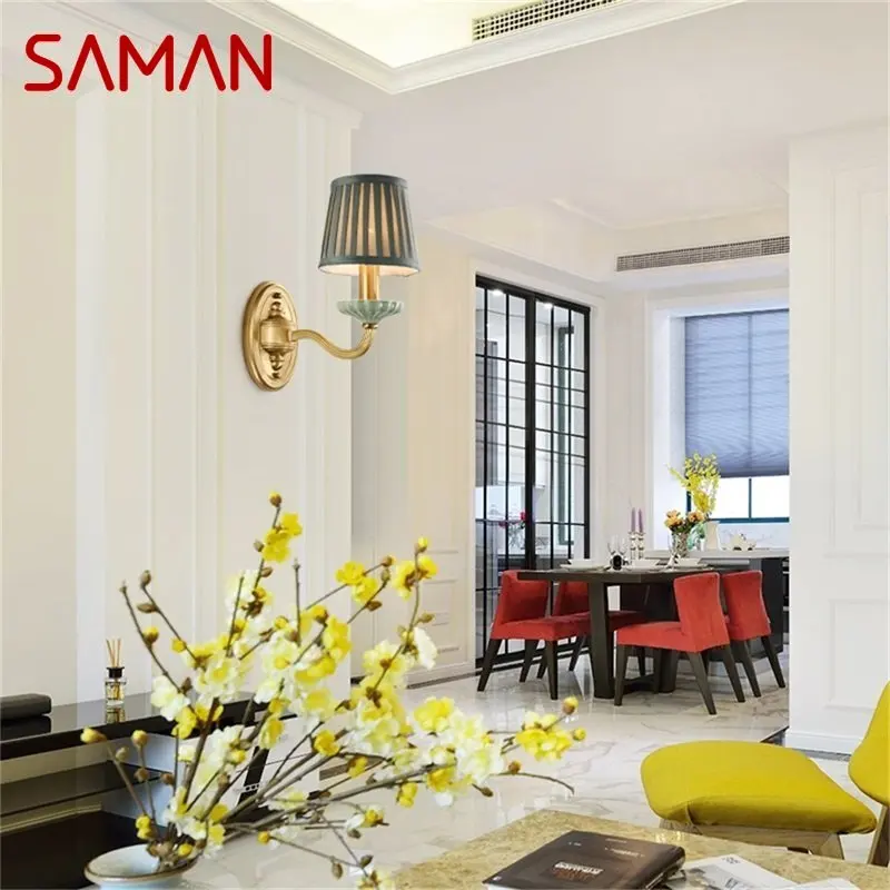 

SAMAN Brass Wall Sconce Lamp Modern Luxury Ceramic LED Light Design For Home Bedroom Parlor Balcony