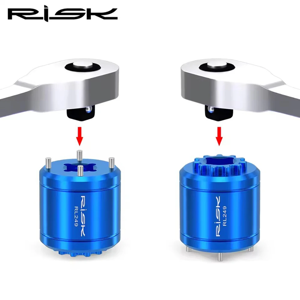 RISK 자전거 2-in-1 크랭크 커버 제거 도구 DUB 11T XTR M9100용 자전거 크랭크셋 캡 리무버 추출기 설치 도구