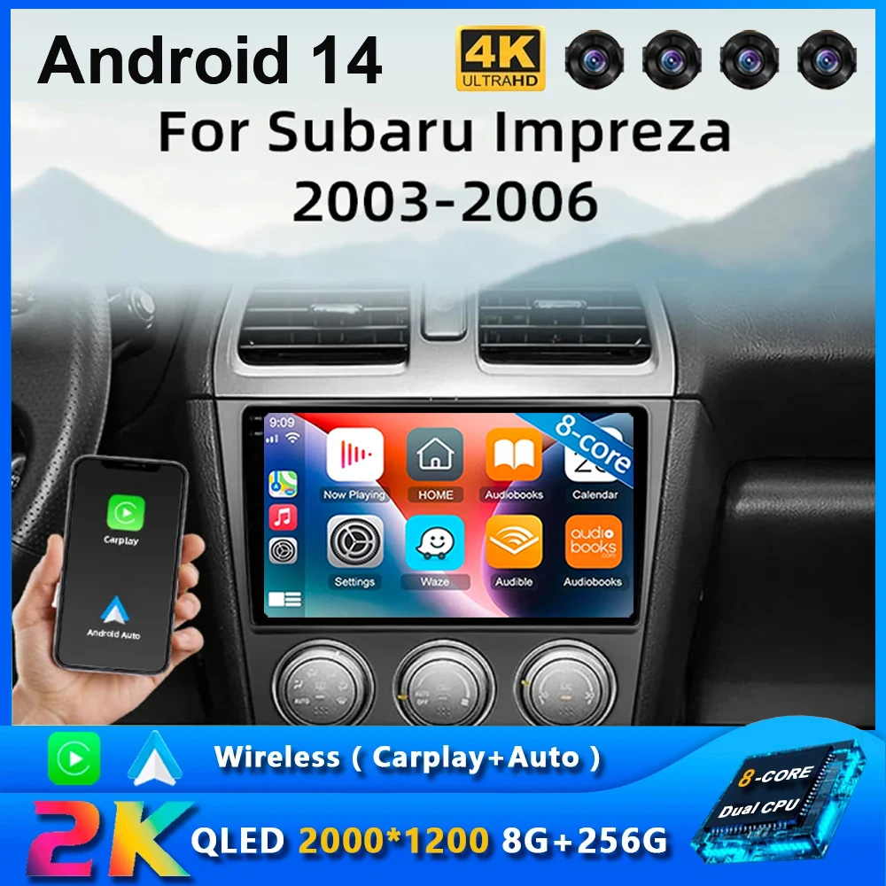 

Автомагнитола на Android 14 для Subaru Impreza GD GG 2003-2006, мультимедийный проигрыватель с навигацией, стерео, Wi-Fi + 4G, головное устройство с видео, BT, DSP, DVD