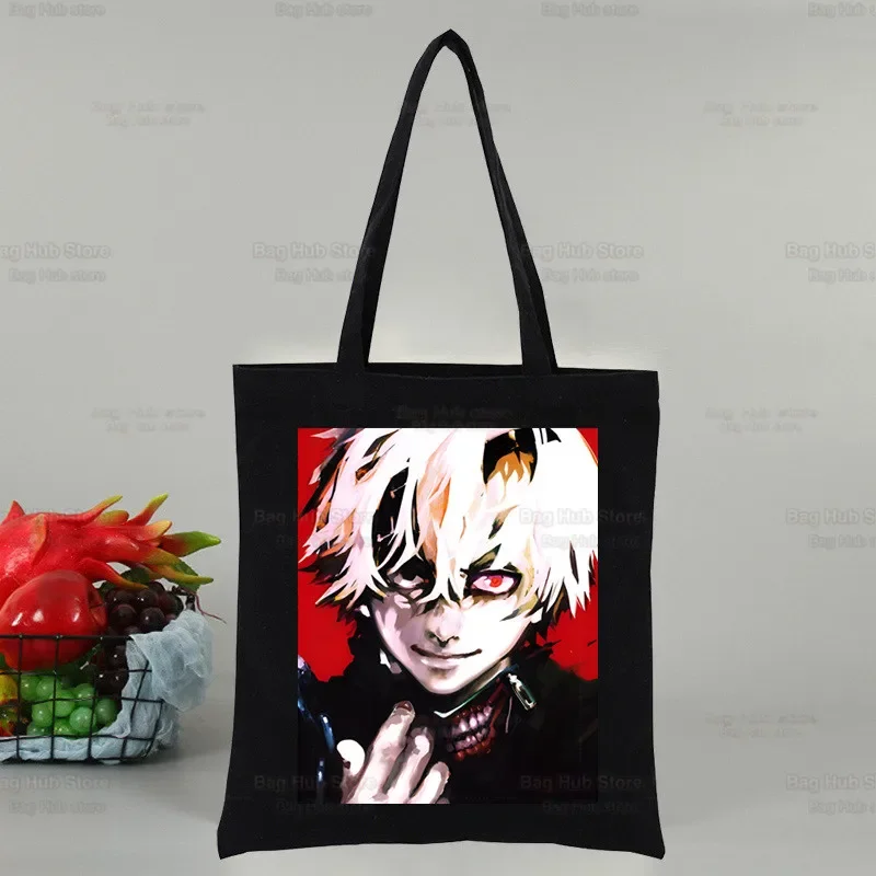 Anime Tokyo Ghoul Kaneki Ken Cool Manga Tote Bag Shopping Design Nero Unisex Borse Da Viaggio In Tela Eco Pieghevole Shopper Bag