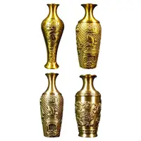 A52C Grand Brass Vases with Traditional Chinese Dragon Phoenixes for Collectors 1