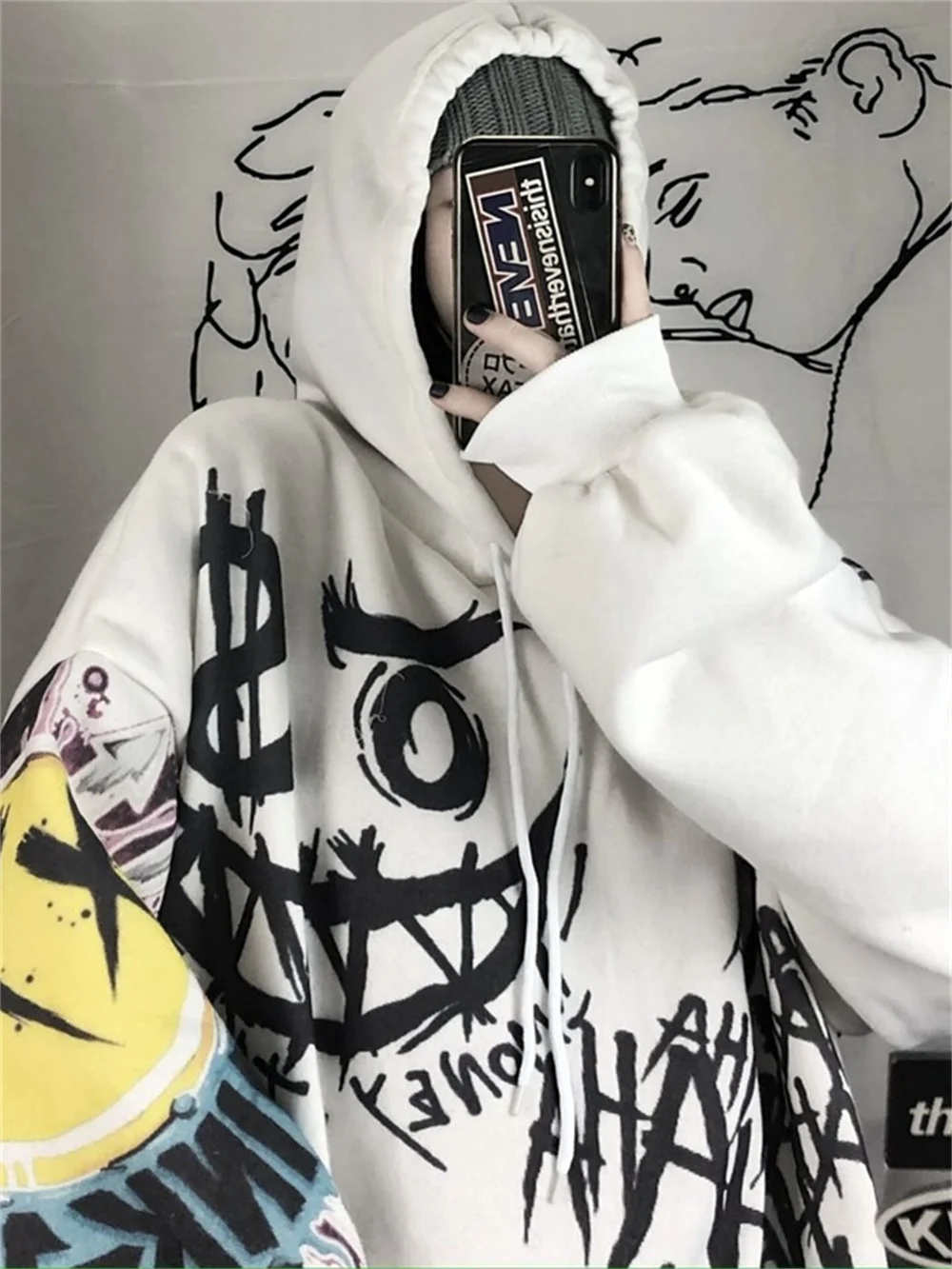 2022 Cartoon Emo Sweatshirt Grunge Harajuku Anime Hip Hop
