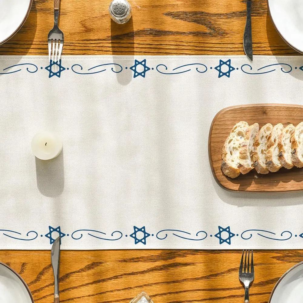 해피 패소 린넨 테이블 러너 주방 식탁 장식 Seder Plate Pesach Matzoh David Jewish Holiday Party Decor의 스타