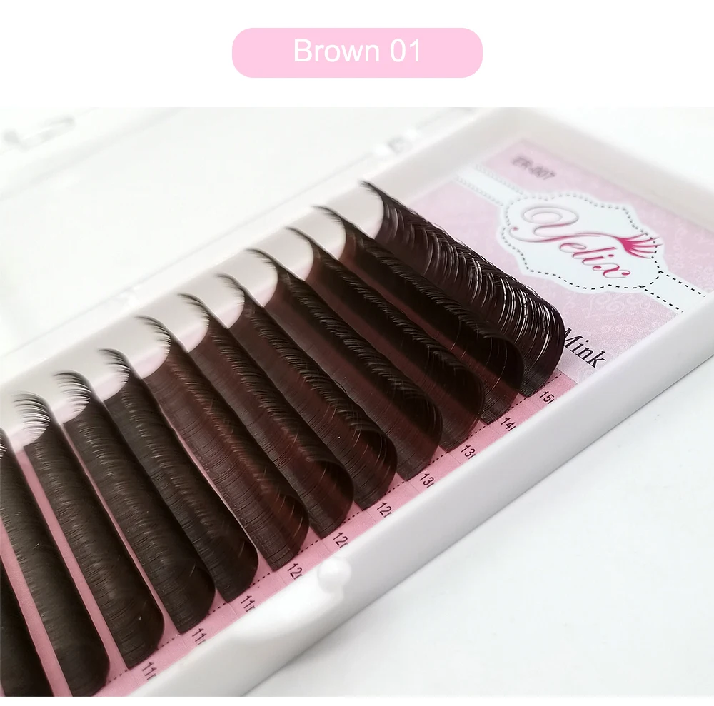 Yelix 0,07 mm dunkelbraune Wimpernverlängerungsmischung, 7–15 mm braune Wimpern, weiche, hochwertige Einzelwimpern, natürliche falsche Wimpern – Detail 14