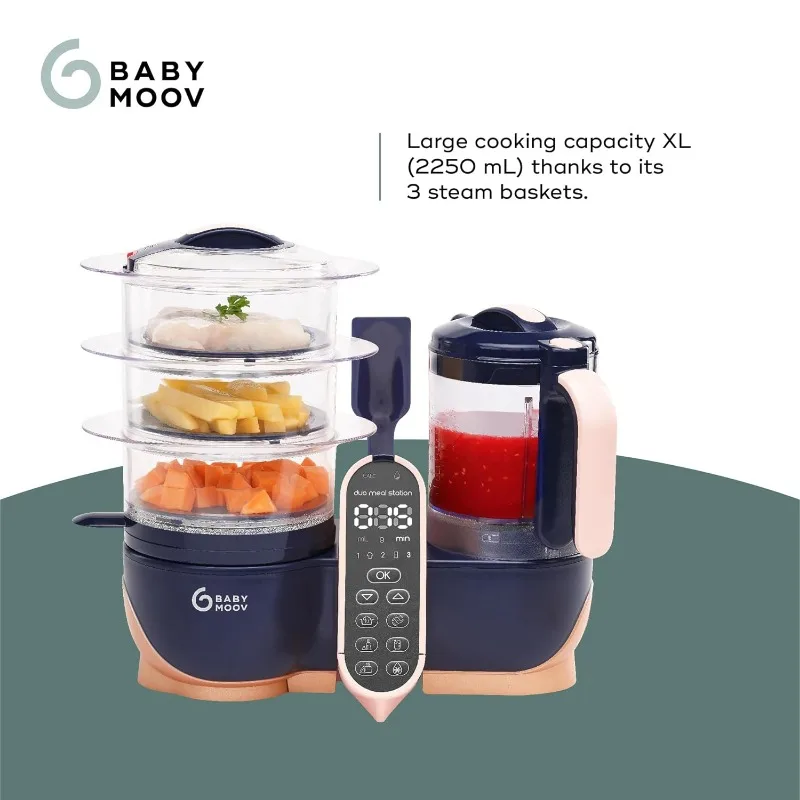 Babymoov Duo Meal Station XL, 6 in 1 Food Processor with Steamer, Multi-Speed Blender, Warmer, Defroster & Sterilizer, pink 3
