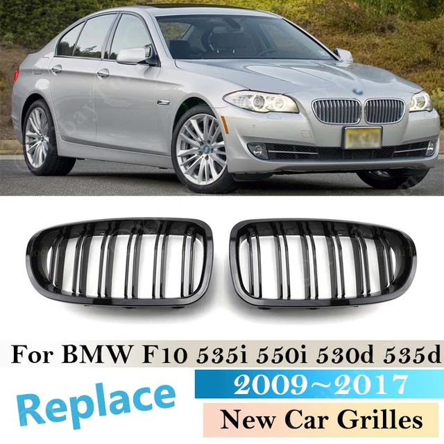 Front Nieren Kühlergrill Gitter, 1 Paar glänzend schwarze Doppellamellen  Frontnieren Stoßfängergrill Ersatz für BMW 5 Series F10 F11 F18 520 523 525  530 : : Auto & Motorrad