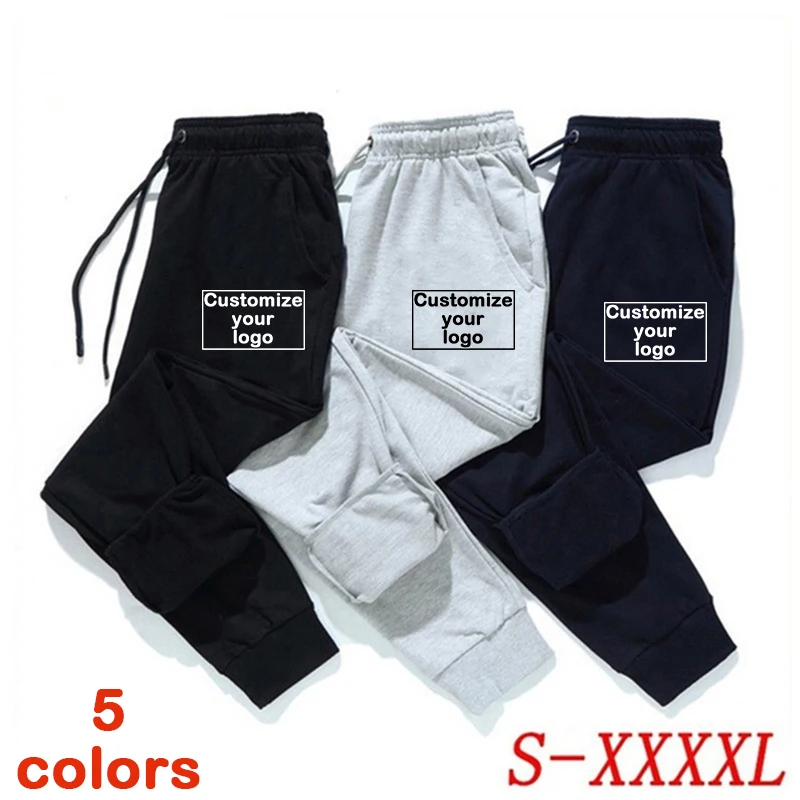 

2024 Solid Color Men's Running Pants Customize Your Logo Loose Sports Pants Casual Outdoor Drawstring Sports Pants Running Pants