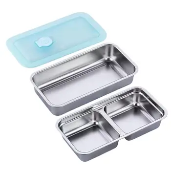 Stainless Steel Snack Containers For Kids Double Compartment Reusable Snack Containers Leak-proof Lunch Boxes For Sports Picnic 1