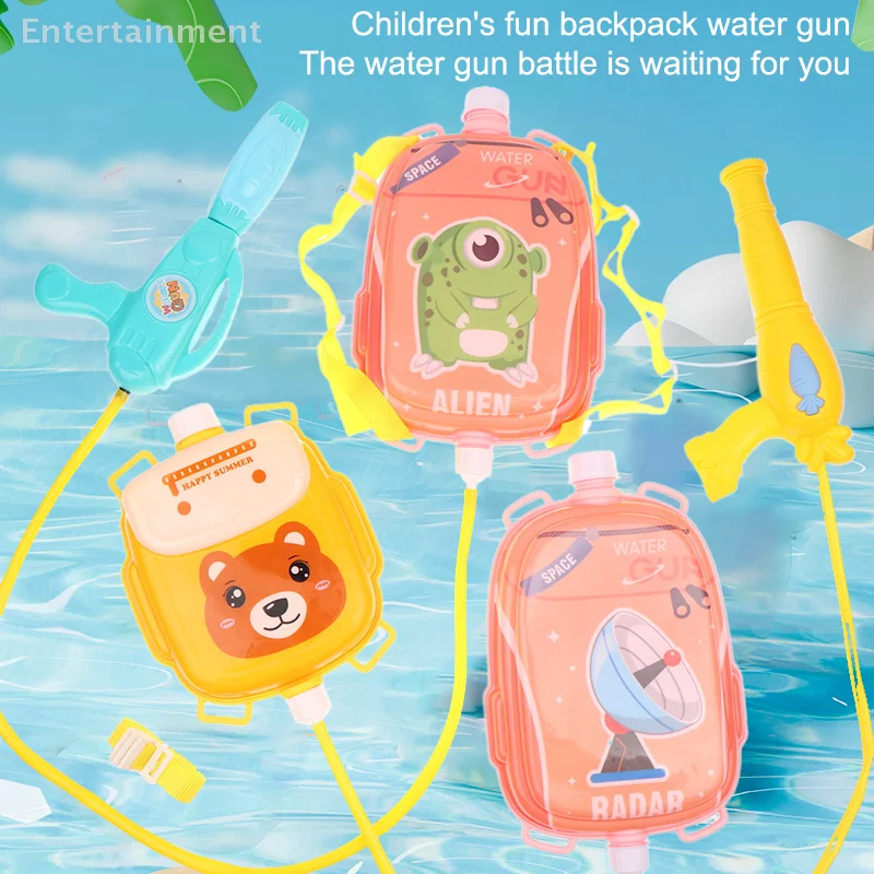 1/5 PC Cartoon Backpack Water Spray Toys Summer Outdoor Beach Swimming Pool Backpack Spray Water Manual Watergun Toy