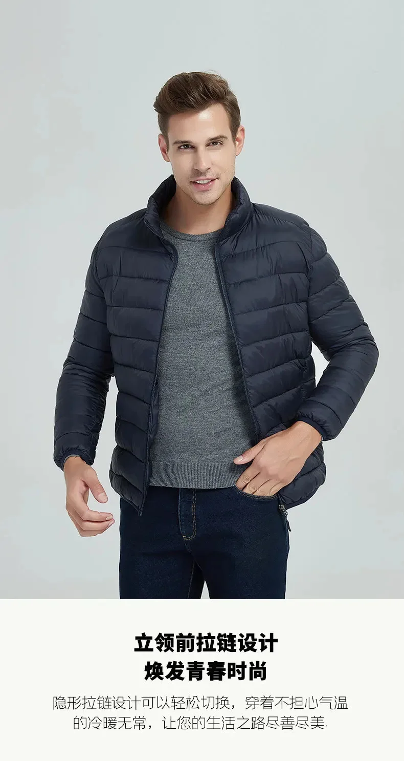 Description Picture 4 of itemStand Collar Lightweight Puffer Jackets Mens Quilted Jacket Water Resistant Ripstop Down Insulated Warm Windbreaker Parka Coats