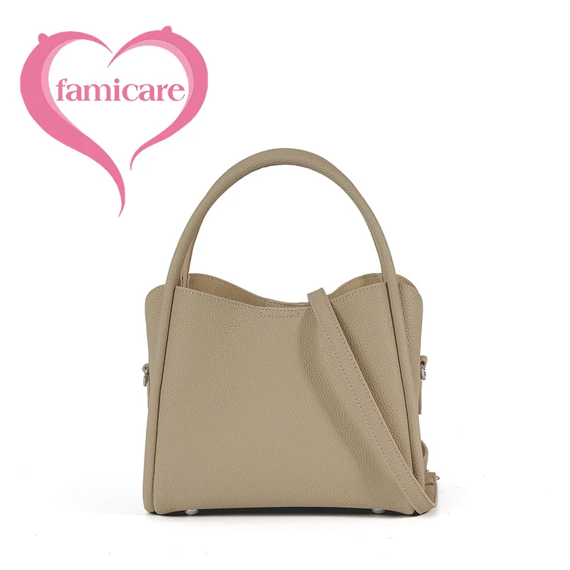 

2023 New Women Genuine Leather Shoulder Bag Lady Advanced Sense Small Fashion Handbag Female Cross-body Bucket Messenger
