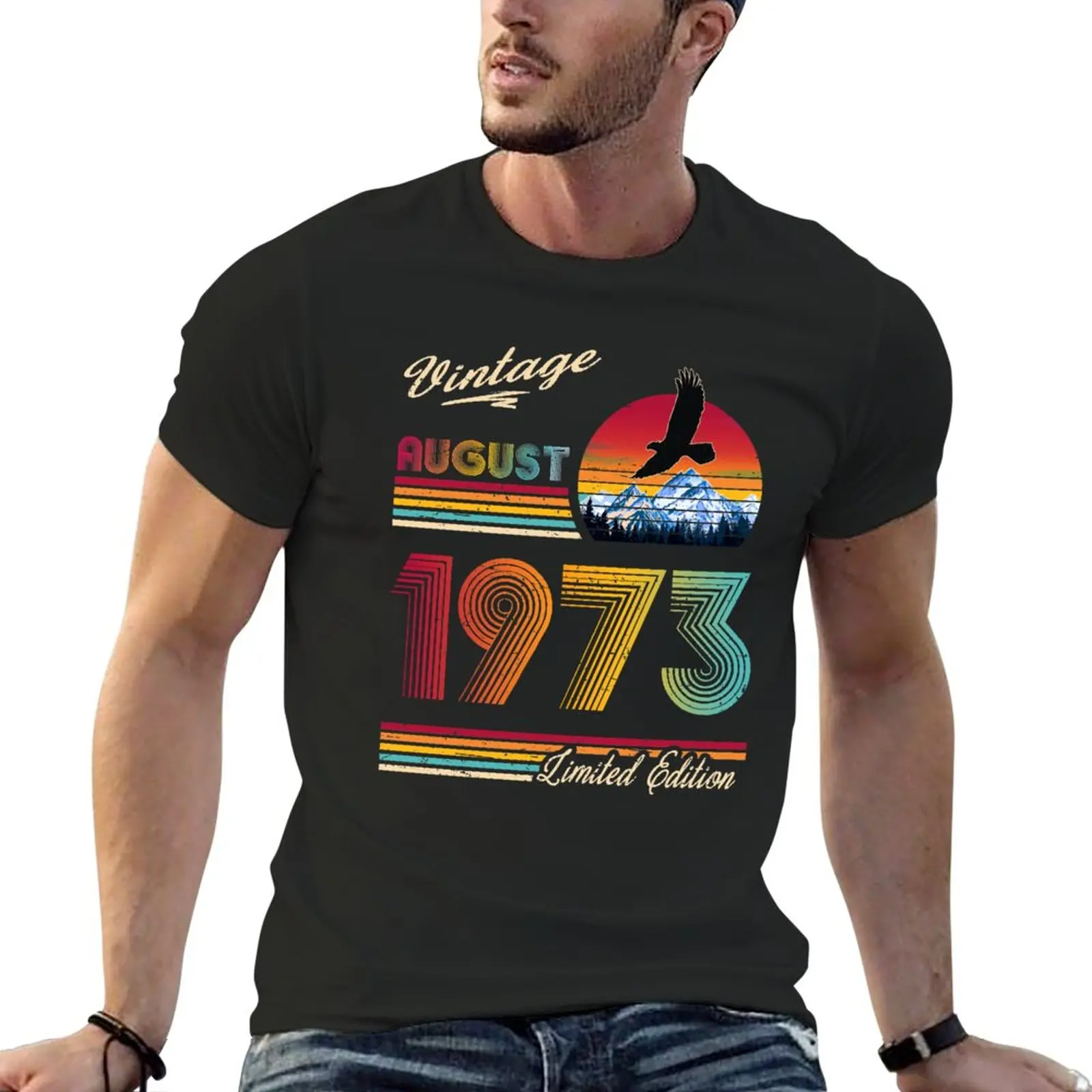 New Vintage August 1973 Birthday T-Shirt quick drying shirt summer tops Aesthetic clothing Men's t shirts