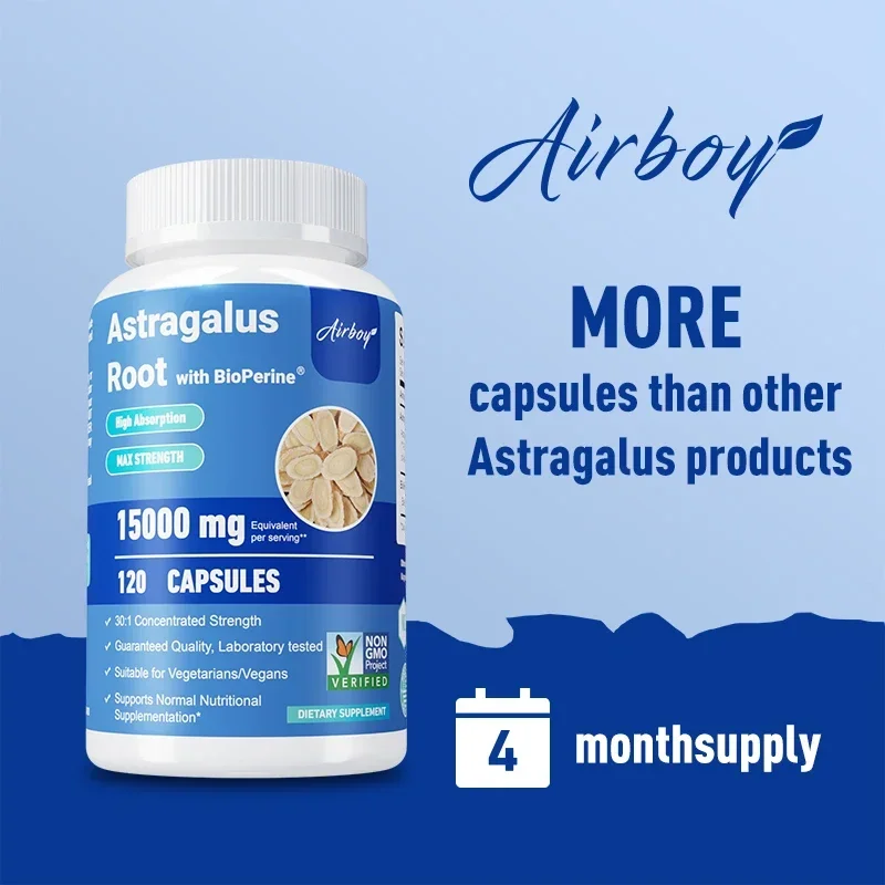 Astragalus Root Capsules 15000mg Supports Heart and Liver Health Enhances Immunity
