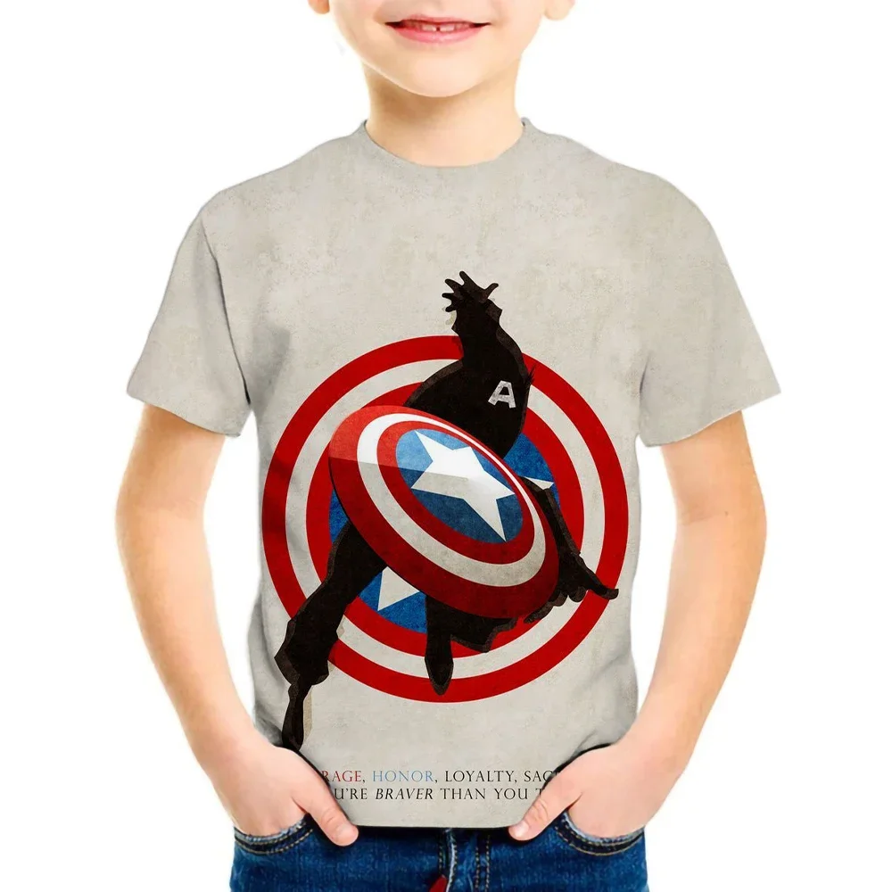 2022 Summer T-Shirt Girls boys Captain America Cartoon Print kids Clothes Fashion Harajuku Children'S Clothing Avengers T Shirt 5