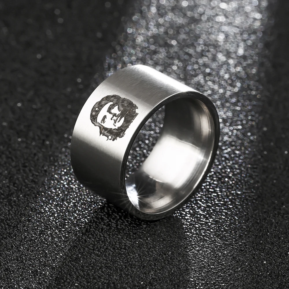 8MM Never Fade Stainless Steel Casual Party Ring  Four-color Rings Double Che Guevara Fashion Ring Boys Gift 2