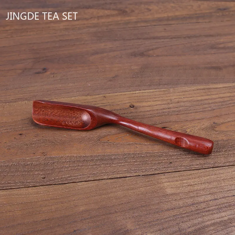 1pc Exquisite Bamboo Wooden Scoops Black Sandalwood Flower Pear Chicken Wing Tea Spoon Customized Chinese Tea Accessories