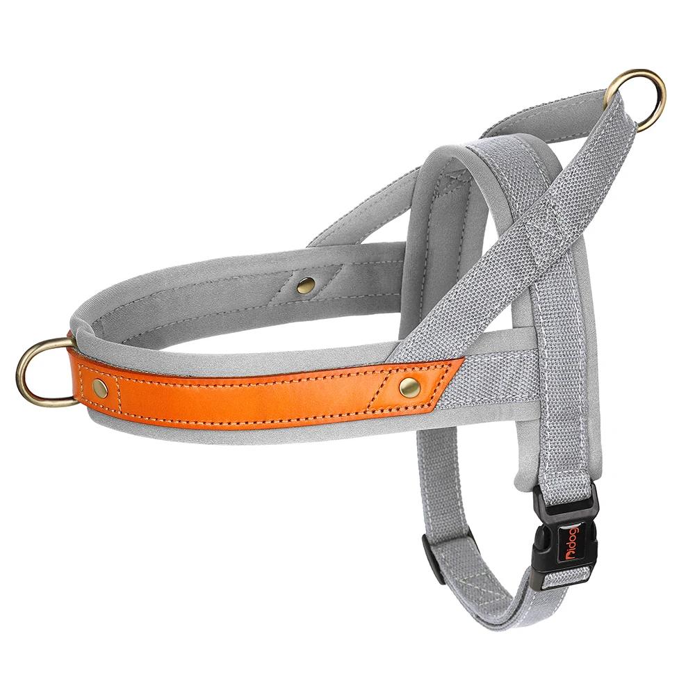 No Pull Padded Nylon and PU Leather Pet Dog Harness - PeticaDeals