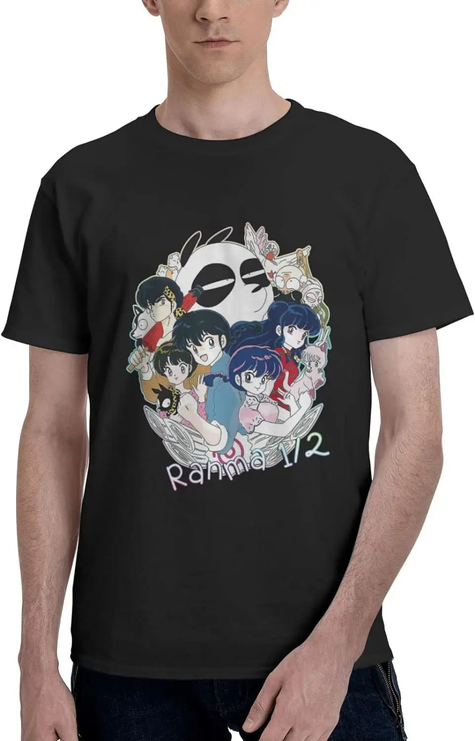 

Anime Ranma ½ Shirt Cotton Crew Neck Cool Tee for Man Black