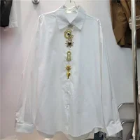 Chemisiers à manches longues en coton de luxe haut de gamme pour femmes, printemps, automne, été 2026, hauts décontractés chics, vêtements pour femmes, blusa 1