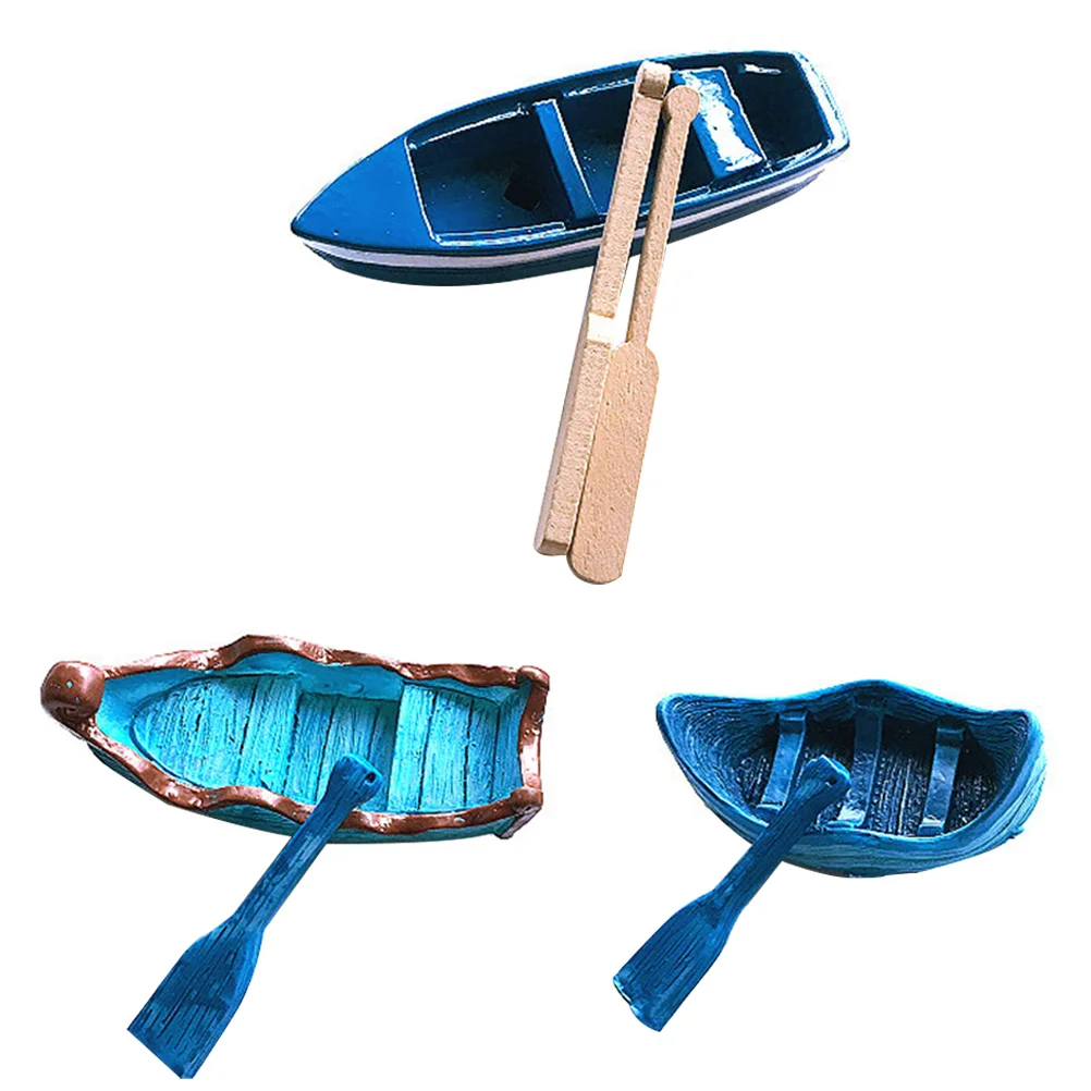 

3 Sets Micro Landscape Boat Kids Gift Model Boats Aquarium Colleague Gifts Mini Ornament Resin Home Decorative Adornment